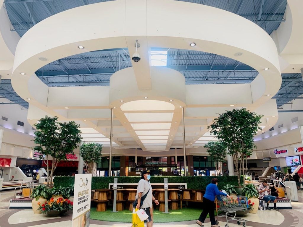 Interior of the Parkway Plaza indoor mall home to hundreds of shops and restaurants in El Cajon, San Diego
