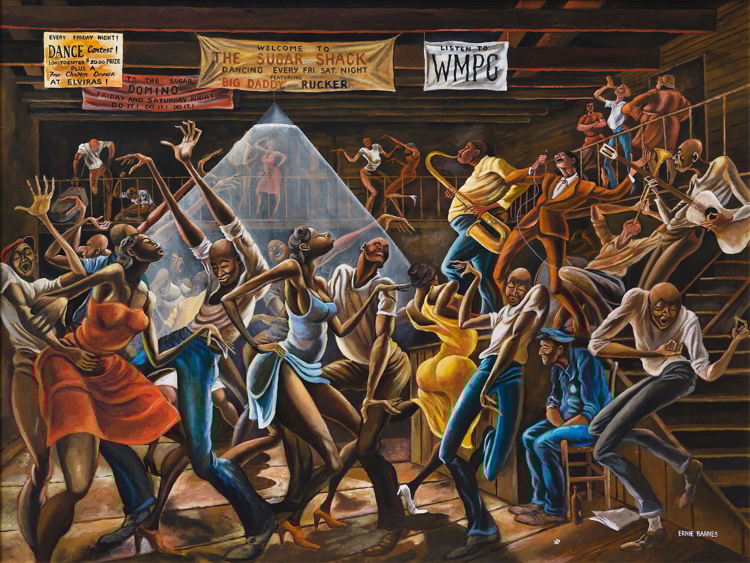 Famous painting Sugar Shack, 1976 owned by Eddie Murphy and painted by NFL player and painter Ernie Barnes