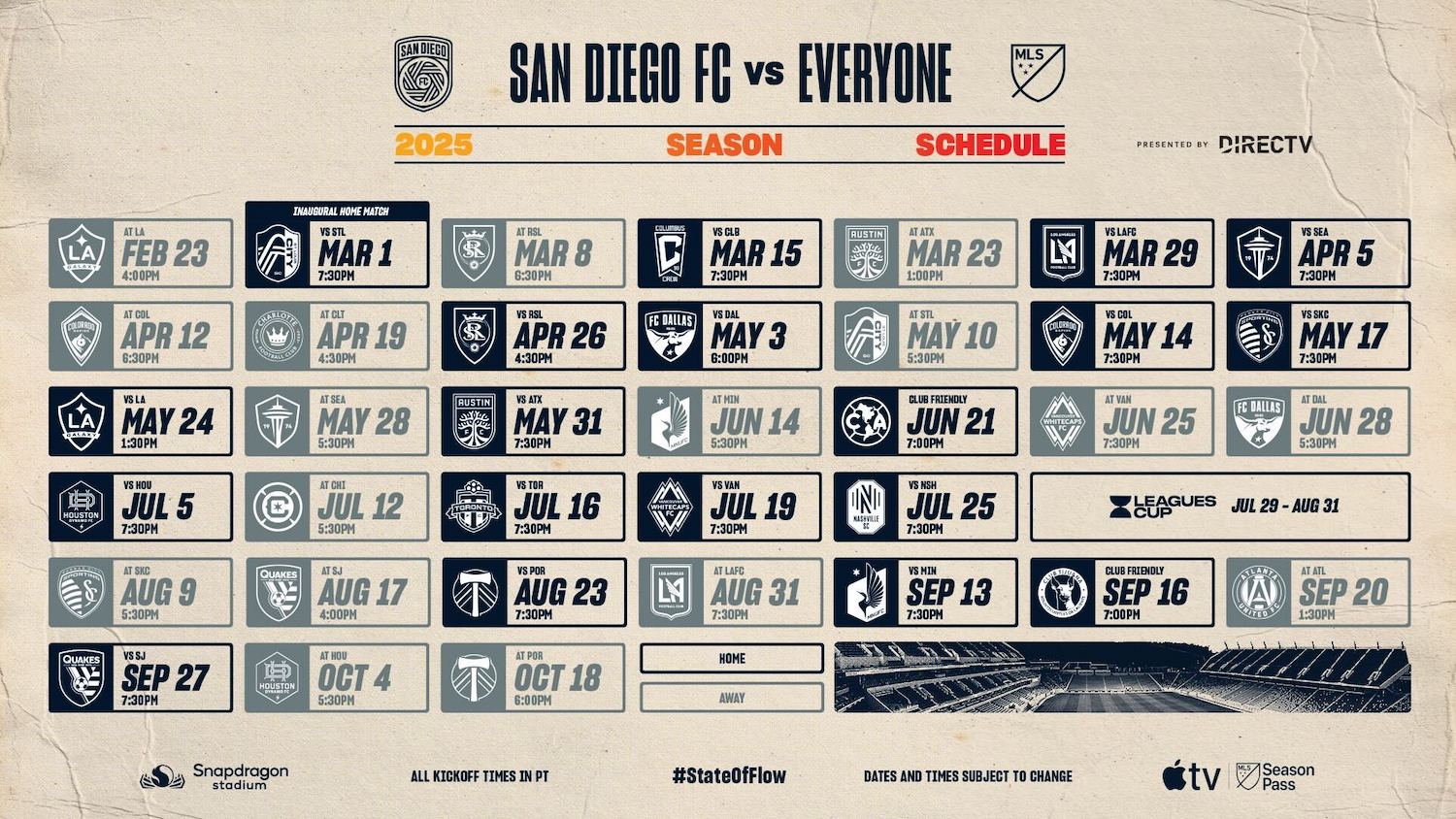 San Diego FC MLS 2025 Season Schedule