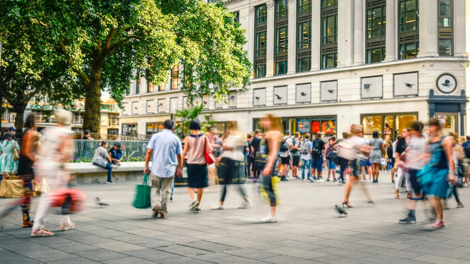 People in the city center of San Diego which is experiencing major changes and developments