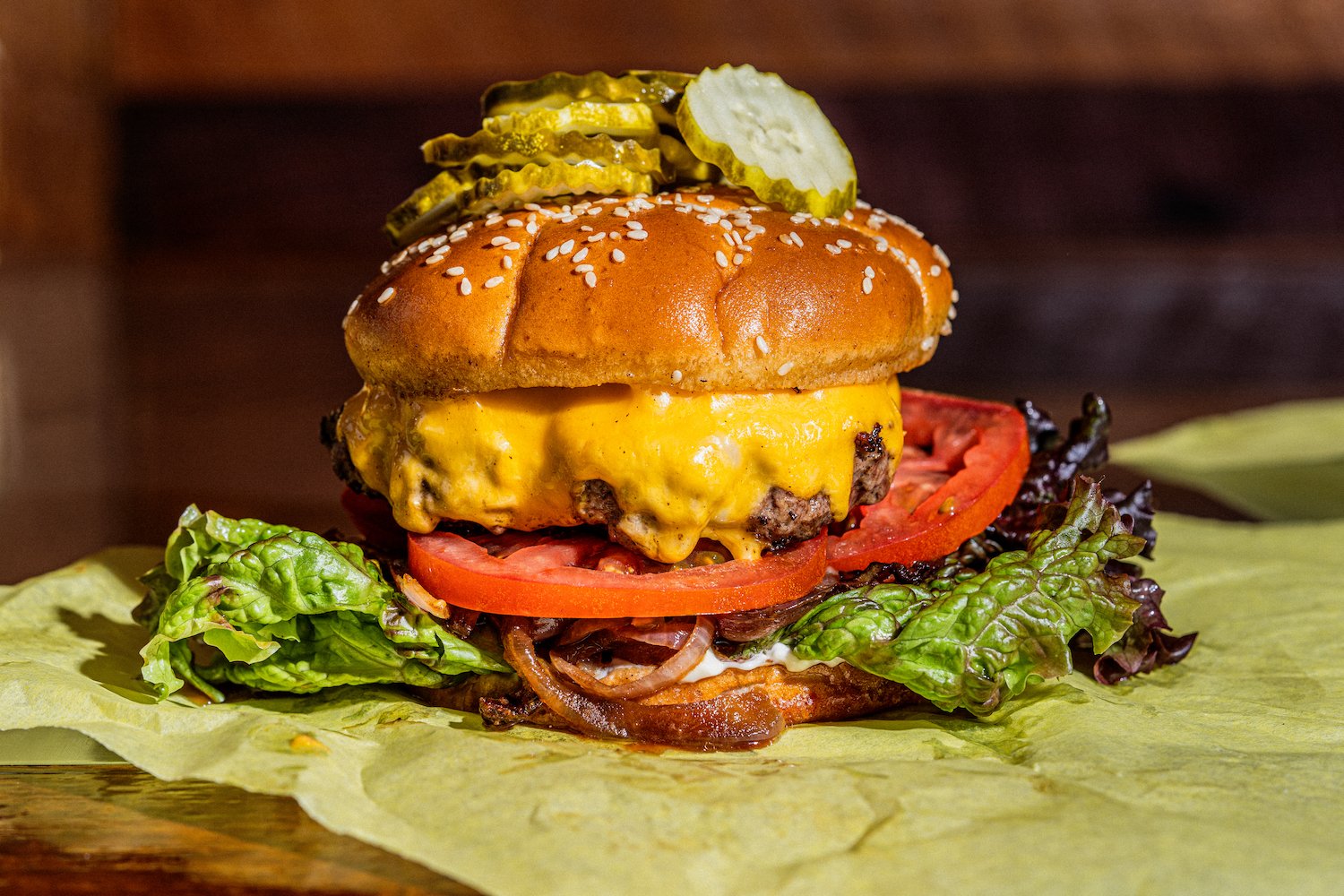 Burger from San Diego restaurant Rocky's Crown Pub in Pacific Beach