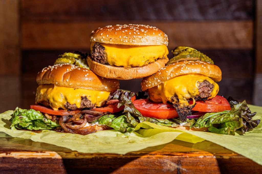Burgers from San Diego restaurant Rocky's Crown Pub in Pacific Beach