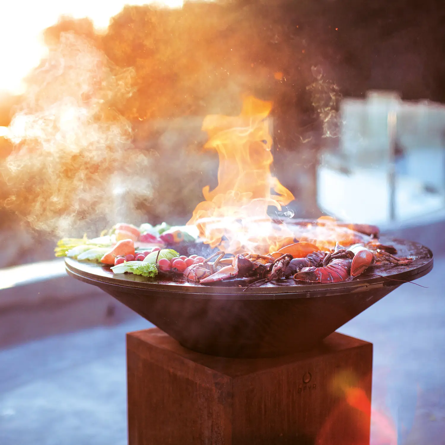 OFYR sculptural fire pit for cooking outdoor kitchen appliance for home BBQs